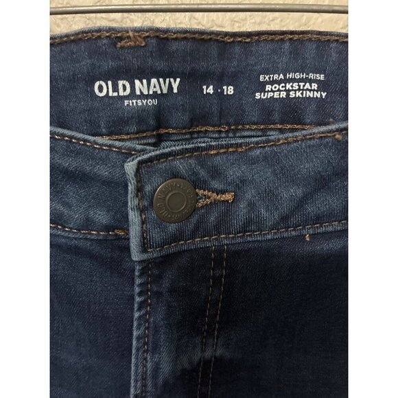 Old Navy Jeans Womens Size 14-18  Jegging Extra High Rise Rockstar Super Skinny - Picture 2 of 9